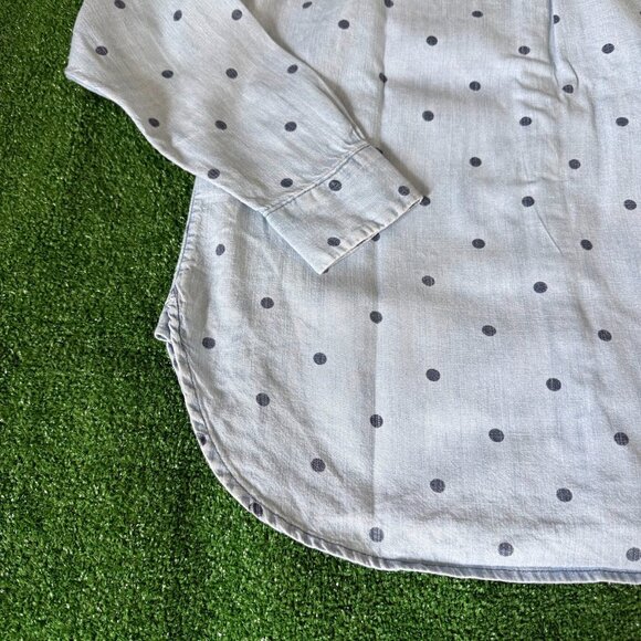 Old Navy Women's Button Up Long Sleeve Blue Polka Dot Denim Casual Shirt Size S - Picture 10 of 11